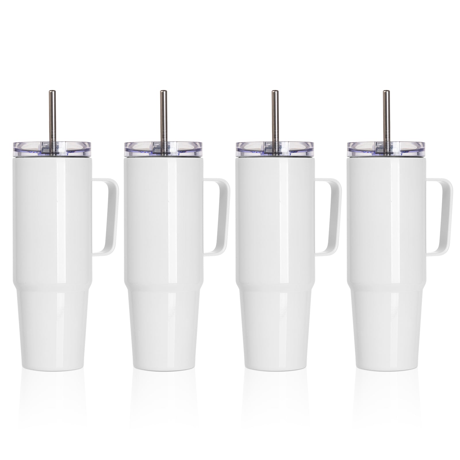 Sublimation Travel Tumblers White With Handle, Metal Straw And Screw T –  PYD LIFE