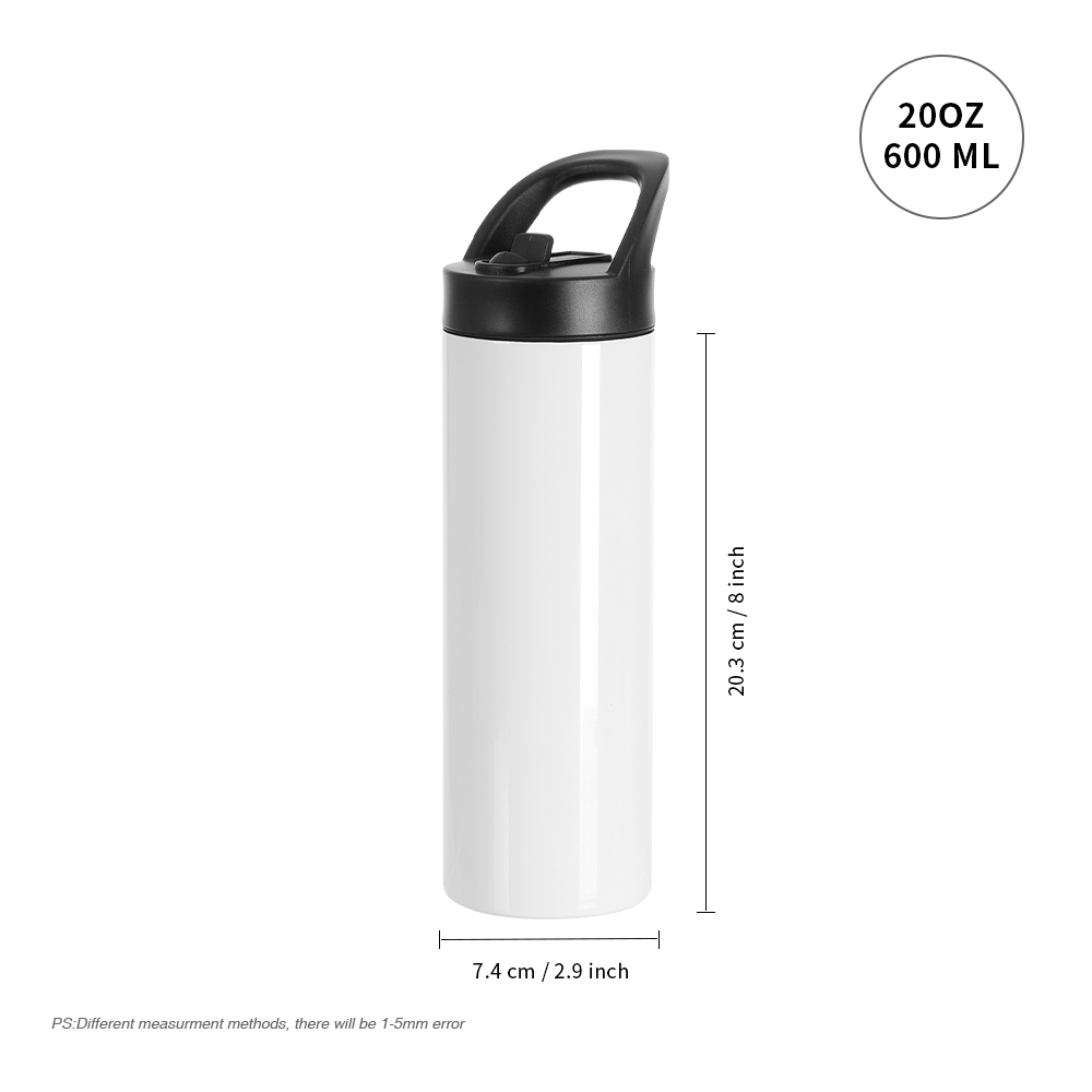 Wholesale 20 OZ Sublimation Kids Water Bottles Tumblers Blanks White with Portable Lid and Straw 8 Pack & 24 Pack & 48 Pack