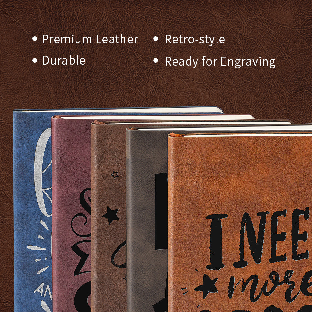 Leather Notebooks A5 Journal Lined Blanks 5.8" x 8.3" 200 Pages(4 color options) 6 Pack & 12 Pack