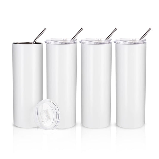 Wholesale 20 OZ Sublimation Blanks Tumblers Bulk White with Lid and Straw 4 Pack & 24 Pack & 48 Pack
