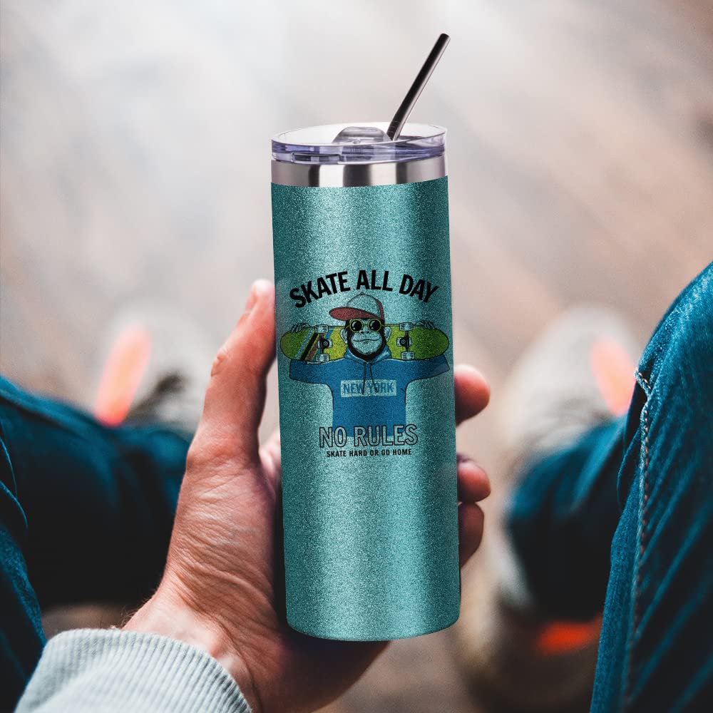 Wholesale Glitter Teal 20 OZ Sublimation Straight Tumbler Bulk with Metal Straw and Slide Lid 8 Pack & 24 Pack & 48 Pack