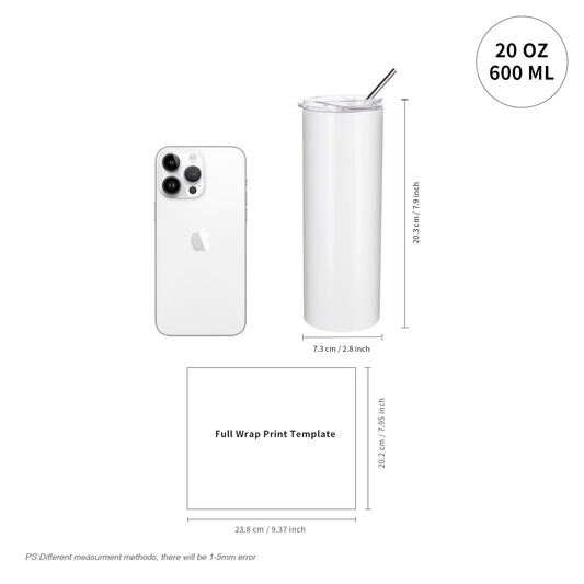 Wholesale 20 OZ Sublimation Blanks Tumblers Bulk White with Lid and Straw 4 Pack & 24 Pack & 48 Pack