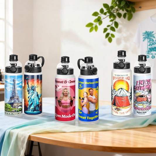 Wholesale Sublimation Sports Insulated Water Bottle Blanks Vacuum Tumblers with Straw Spout Pop Lid and Silicone Handle for Gym,Hiking,Outdoors(2 Size) 8 Pack & 24 Pack