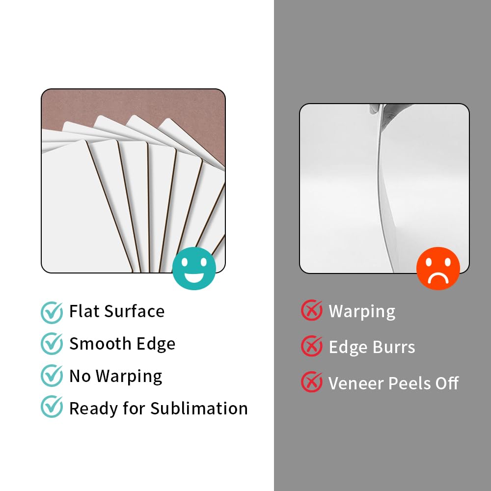 Wholesale Sublimation MDF Board Blanks Sheets Bulk White 11.8" x 11.8",1/8" Thick(3 mm) Wood Boards for Custom Coasters Ornaments,for Xtool Glowforge 40 W Cutting Machine 24 Pack & 72 Pack & 144 Pack