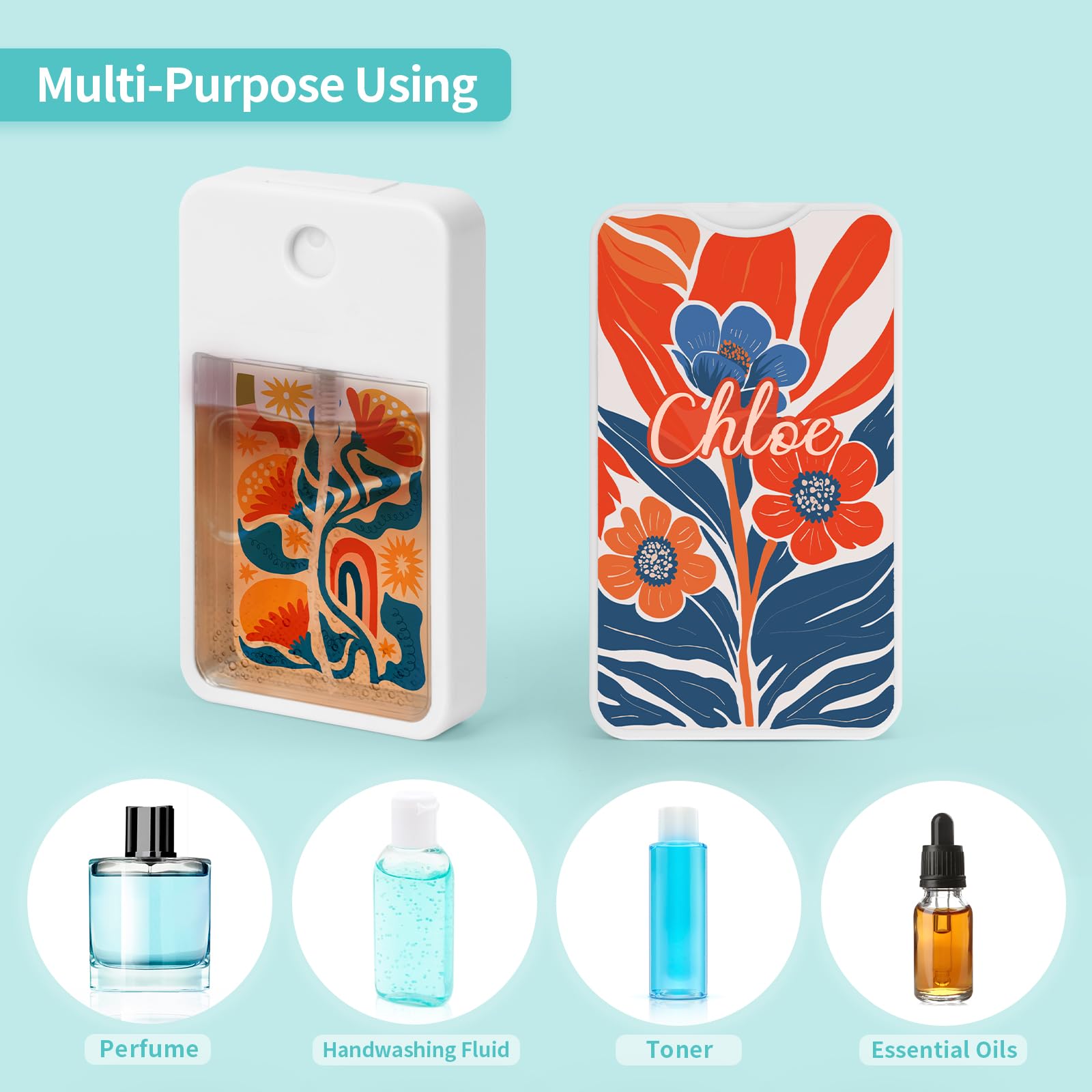 Wholesale 12 Pack Sublimation Blanks Card Perfume Spray Bottle 1FL. OZ 30 ml Mixed Color, Portable Refillable Travel Mist Sprayer with 16 PCS Double-Sided Sublimation Aluminum Sheets for Custom Design