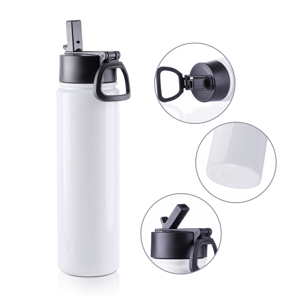 Wholesale 22 OZ Sublimation Water Bottles Bulk with Wide Mouth Handle Cap and Straw 8 Pack & 24 Pack & 48 Pack