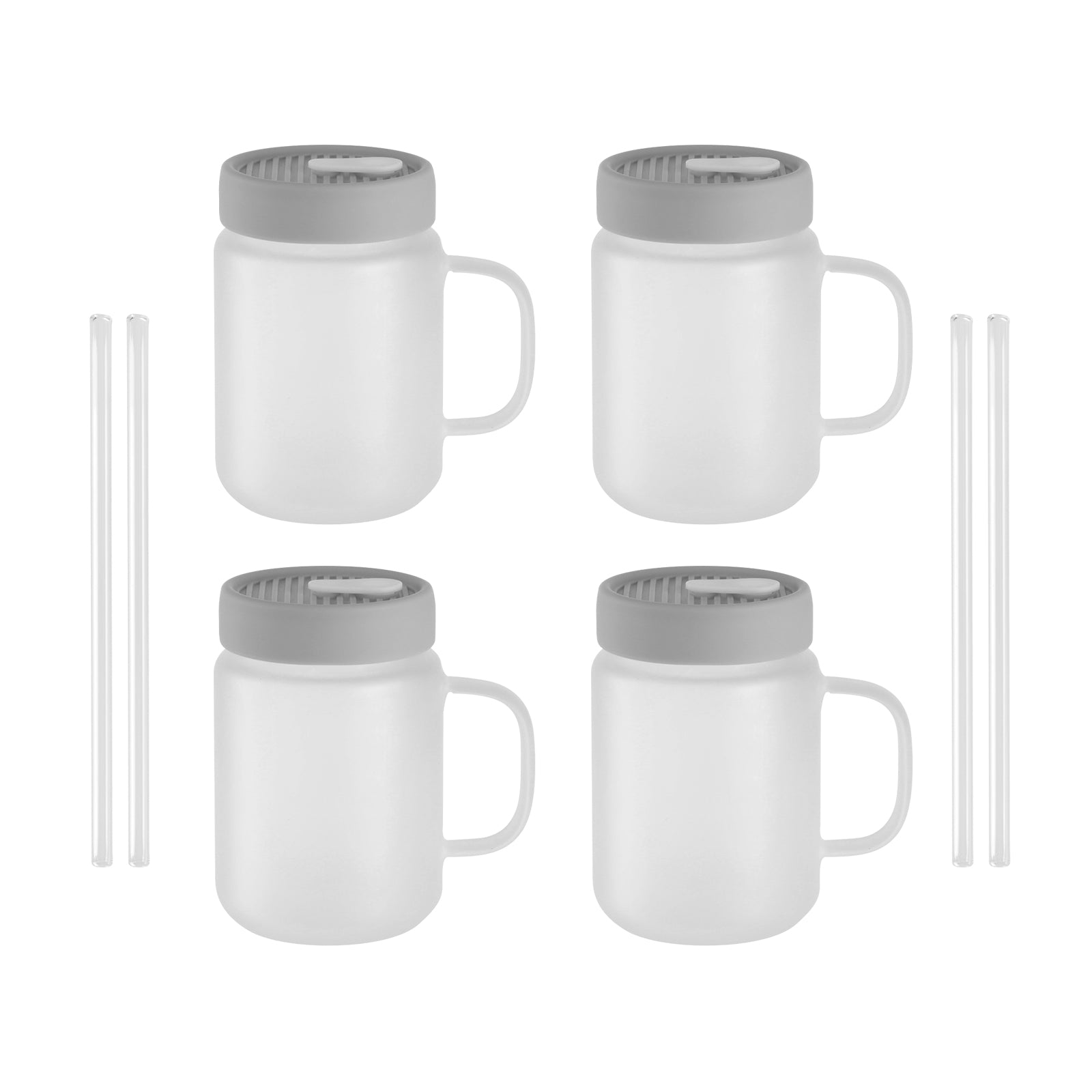 Sublimation Glass Beer Can Mug Frosted White with Handle 18 oz 4 Pack