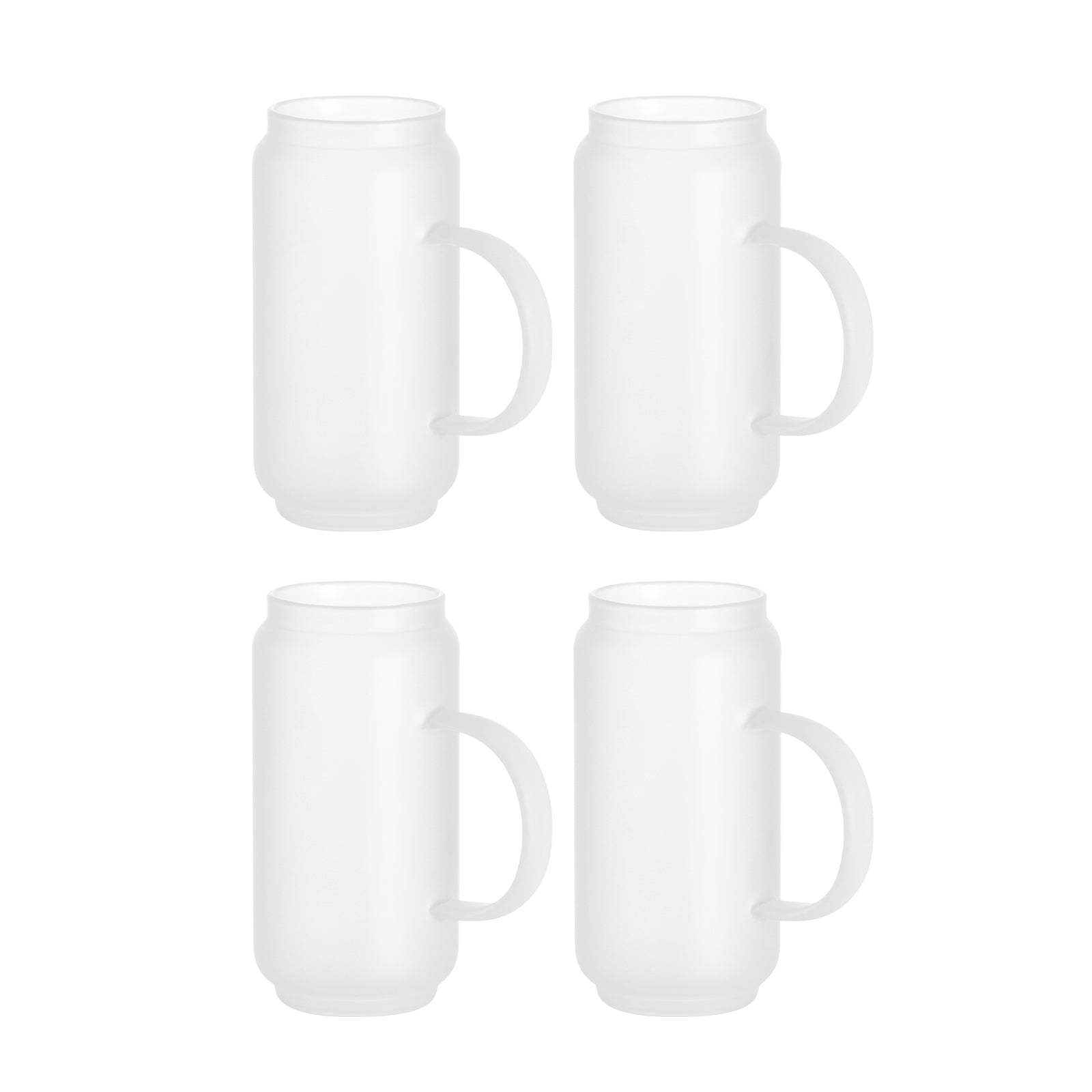 Sublimation Glass Beer Can Mug Frosted White with Handle 18 oz 4 Pack