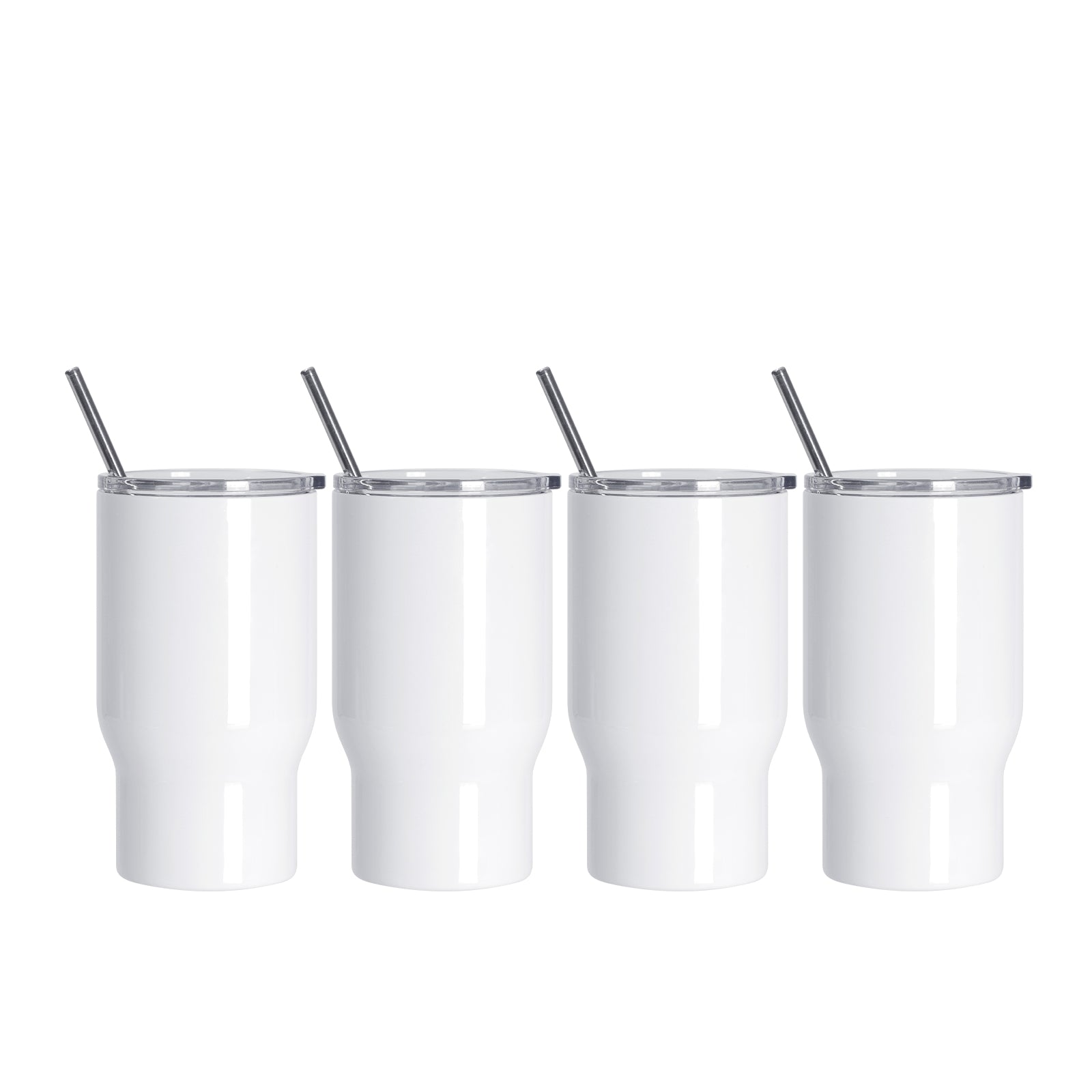 Sublimation Travel Tumblers White with Metal Straw and Leak-proof Slid