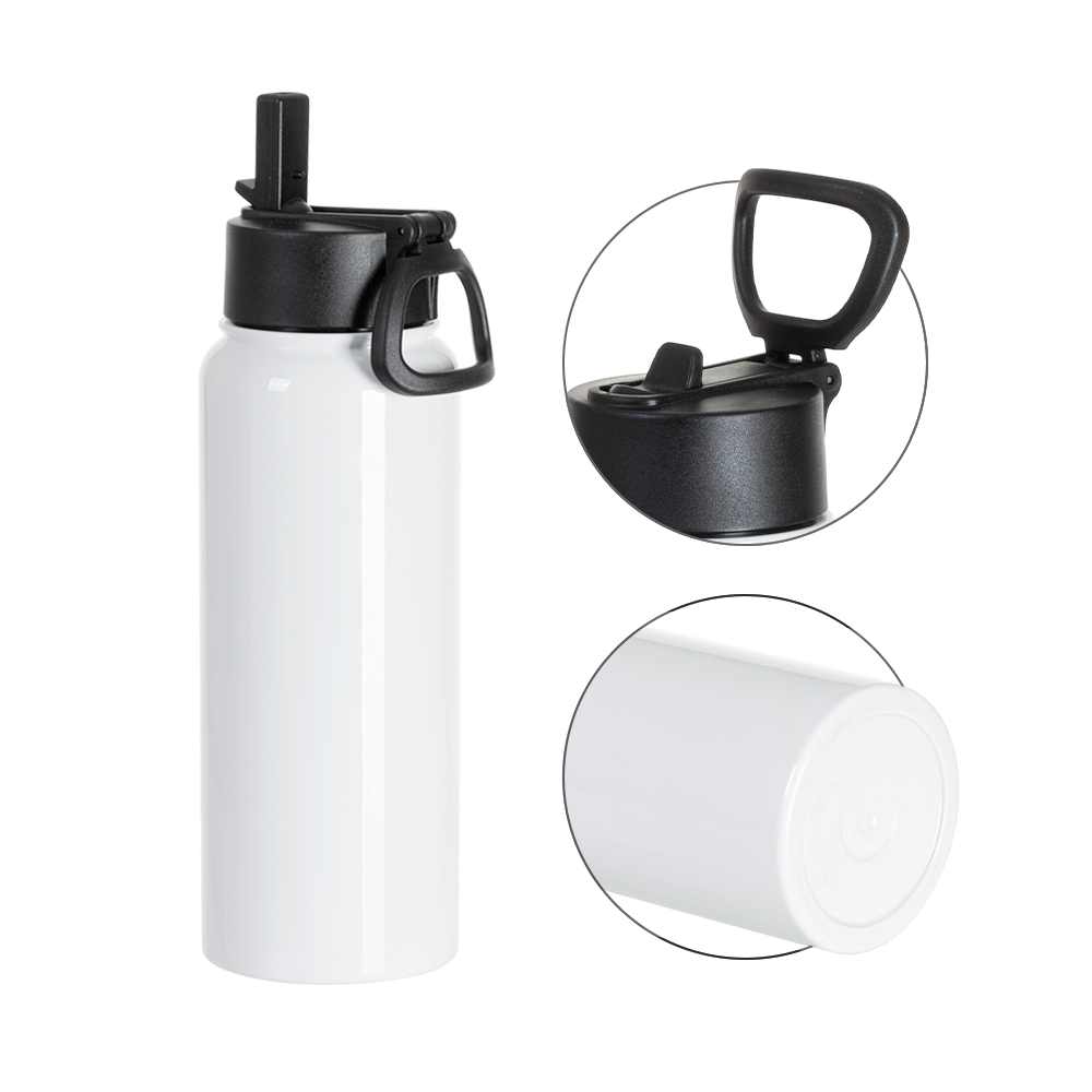 Whloesale 30 OZ Sublimation Sports Water Bottles Blanks Bulk with Wide Mouth Handle Cap and Straw 4 Pack & 24 Pack & 48 Pack