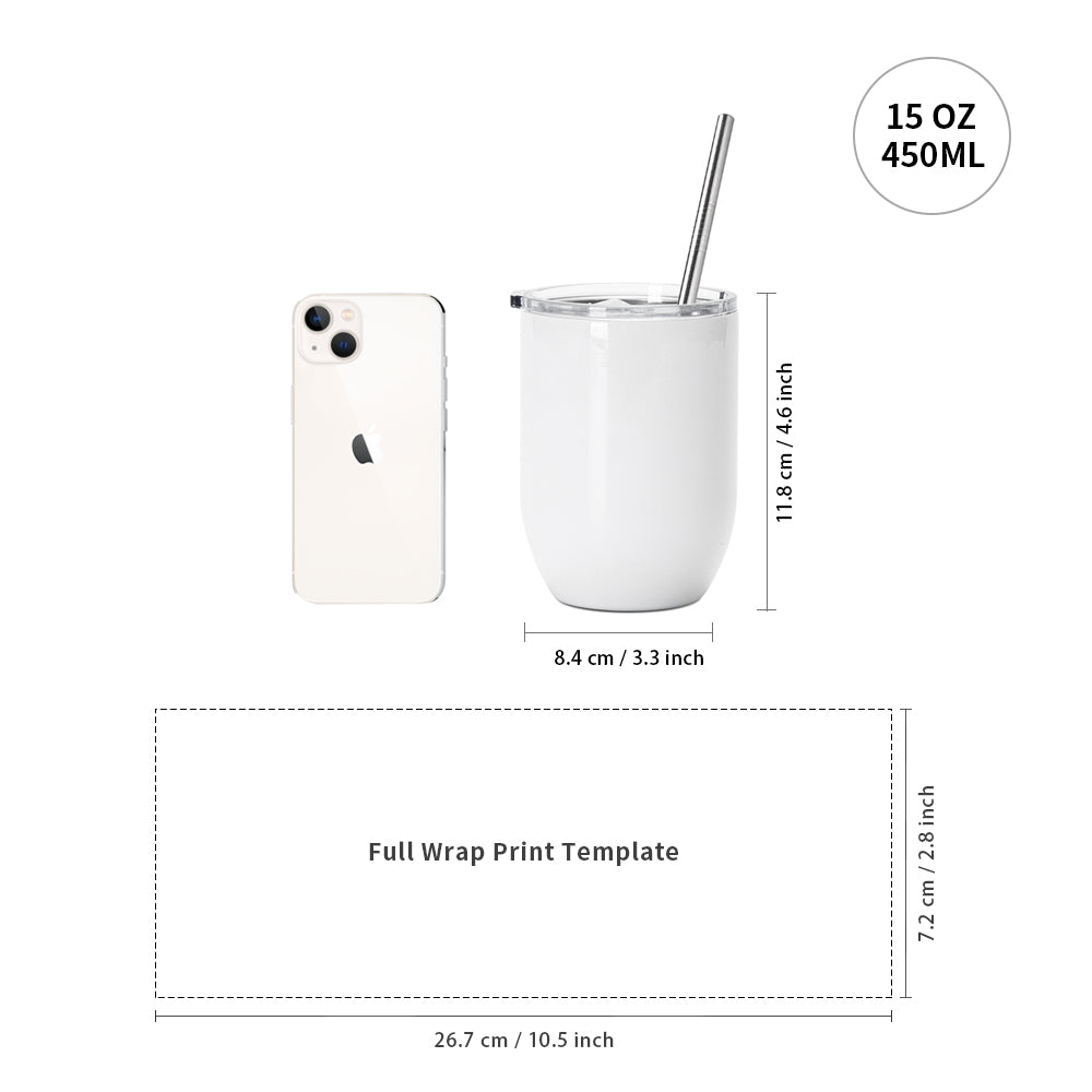 Wholesale Sublimation Wine Kids Tumblers Blanks Straight Bulk 15 OZ Glossy White with Leakproof Lid and Straw Stainless Steel for Cricut Mug Press Tumbler Heat Press