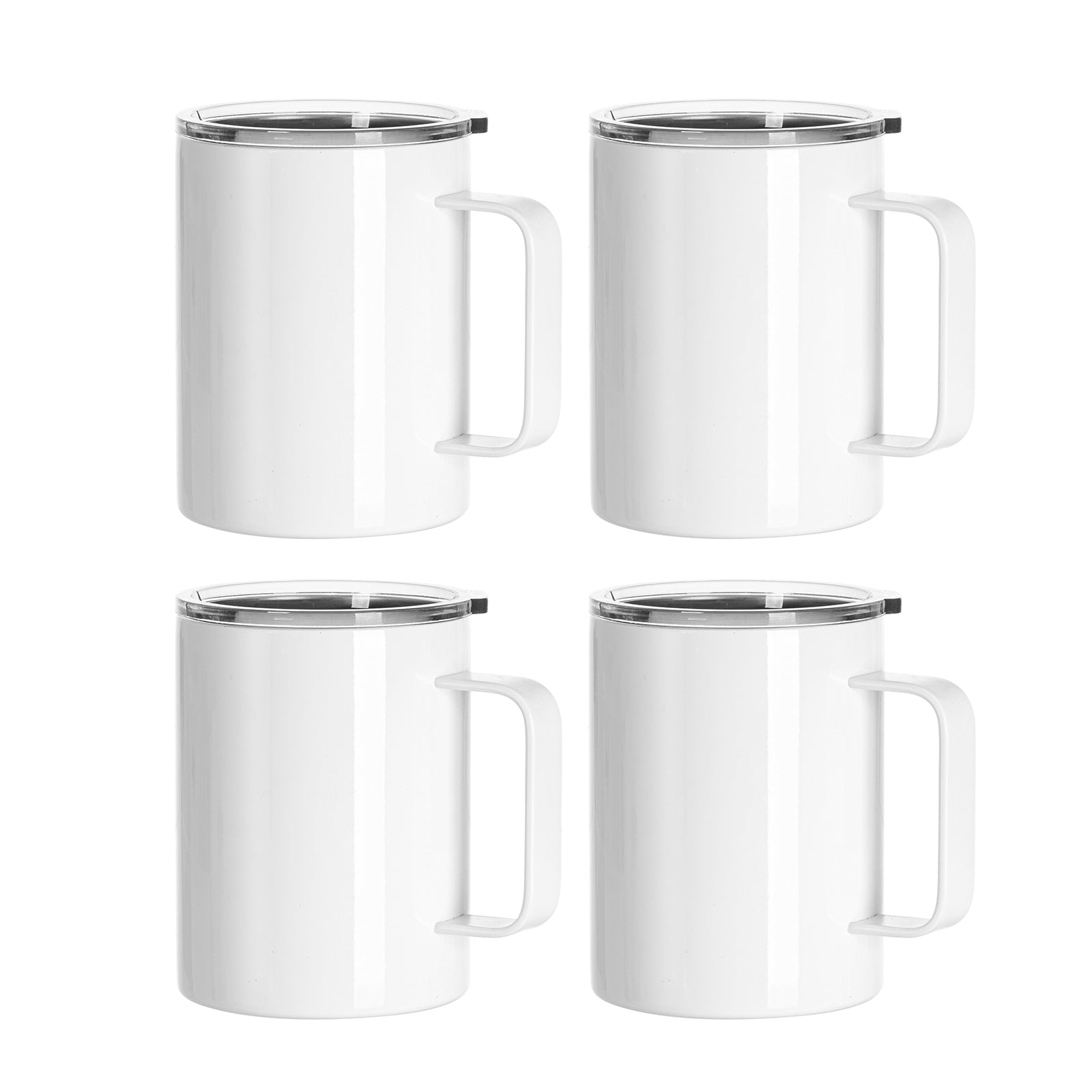 Sublimation Stackable Coffee Mugs with Direct Drink Lid and Handle 13 oz 4 Pack