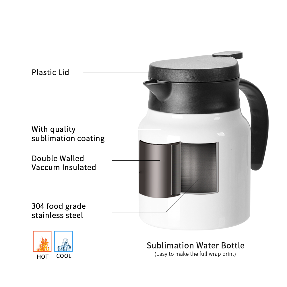 Wholesale 32 OZ Sublimation Double Walled Thermal Coffee Carafe Pot with Shrink Film White 20 Pack(Ship from China)