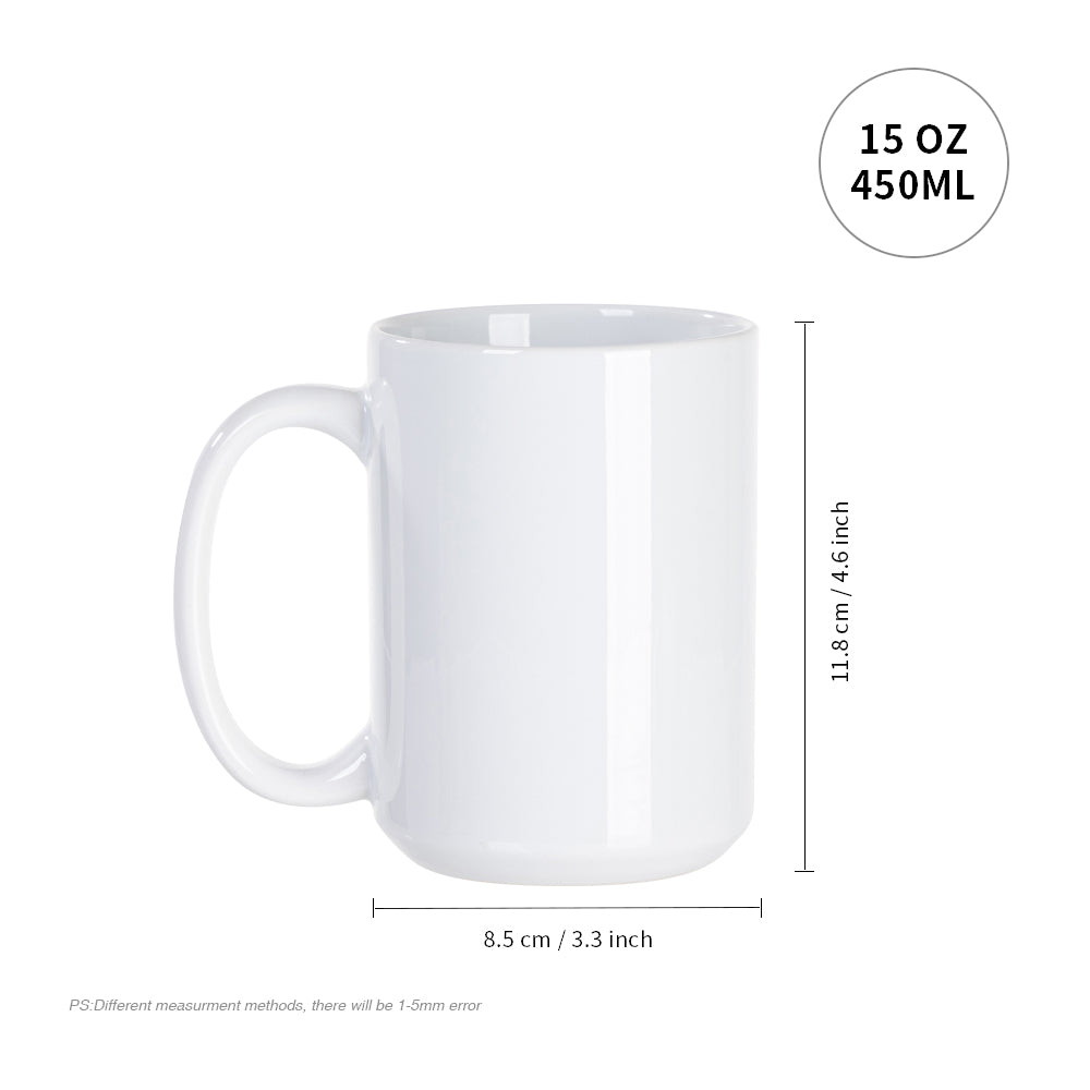 Wholesale 15 OZ Sublimation Mugs Ceramic Coffee Photo Mugs Bulk 24 Pack & 48 Pack & 144 Pack