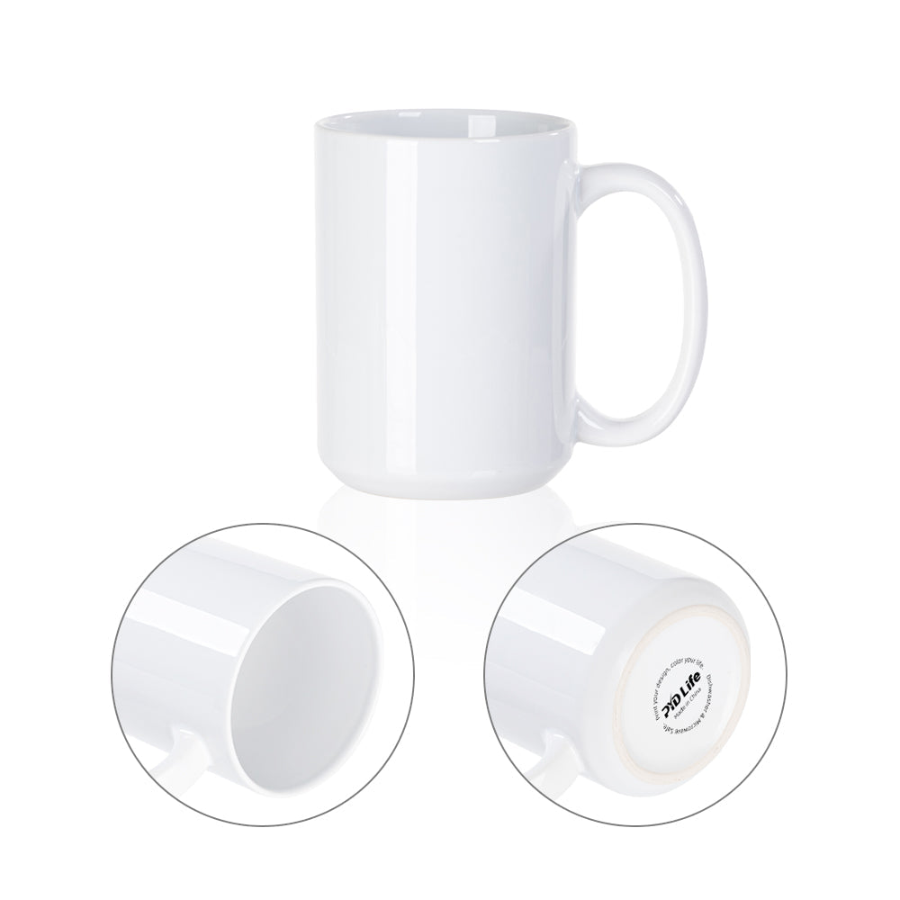 Wholesale 15 OZ Sublimation Blanks Ceramic Coffee Photo Mugs Bulk 24 Pack & 72 Pack & 144 Pack
