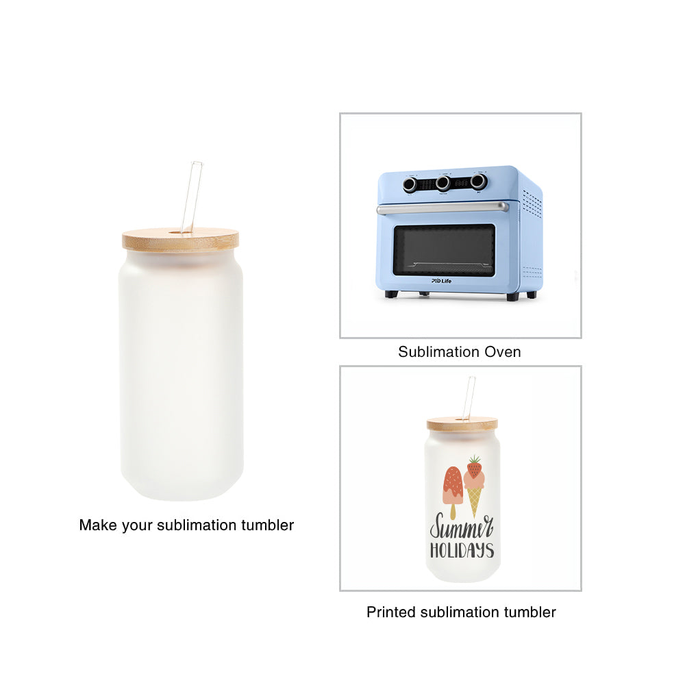 Wholesale 18 OZ Sublimation Blanks Glass Cans Tumblers Frosted Bulk with Bamboo Lid and Glass Straw 12 Pack & 60 Pack & 120 Pack