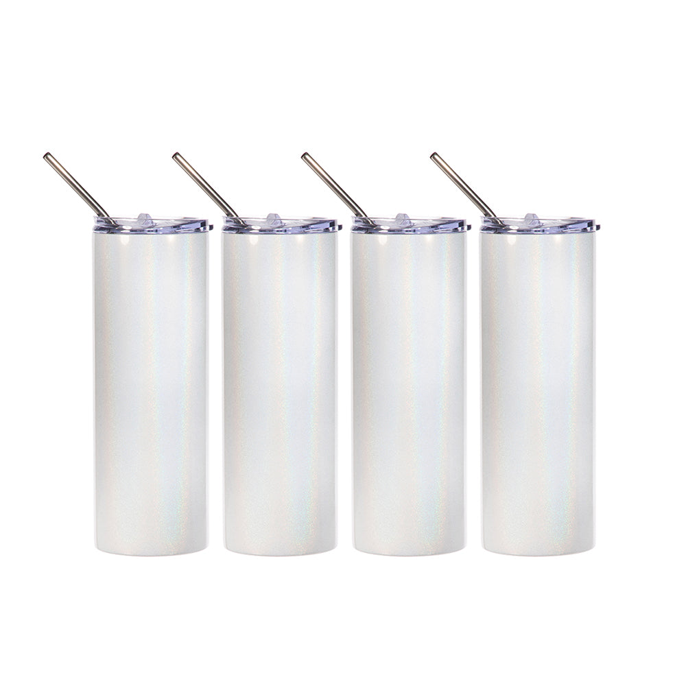 GLITTER White Straight Skinny Tumbler with Straw and lid, Sublimation –  Just Vinyl and Crafts