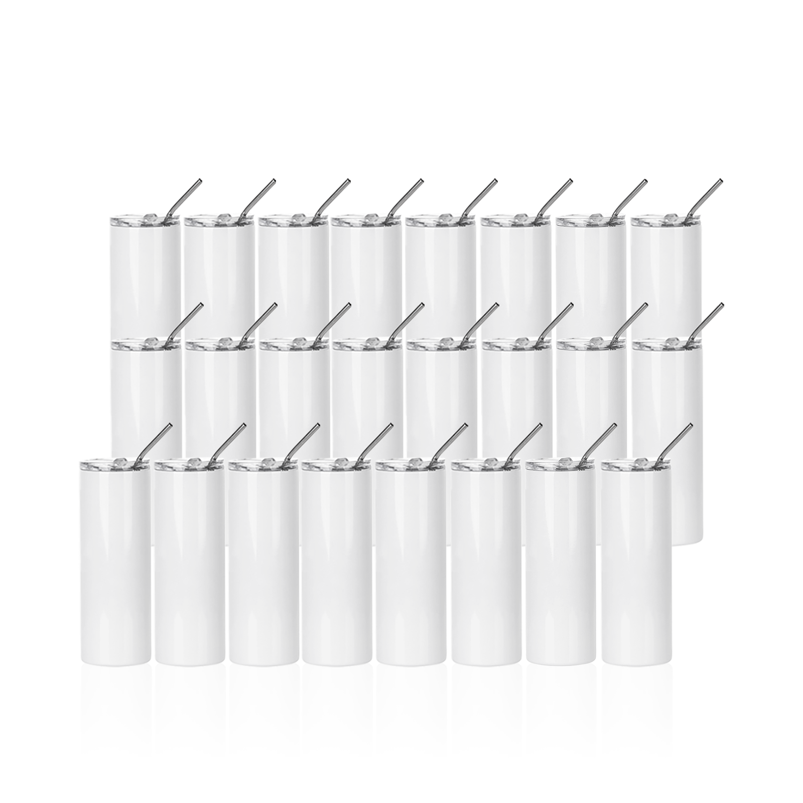 Wholesale 20 OZ Sublimation Blanks Tumblers Skinny Bulk White with Lid and Straw 12 Pack & 24 Pack & 48 Pack