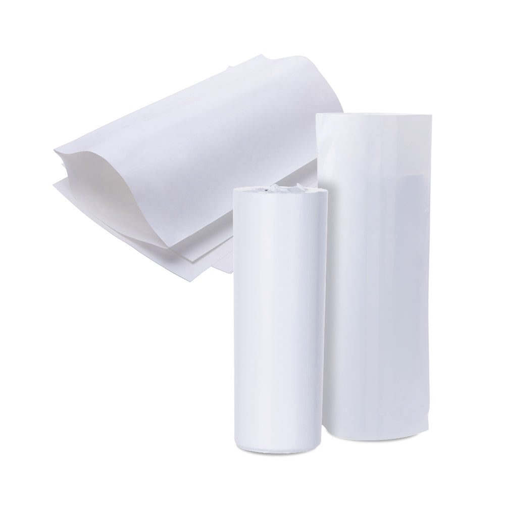 Morepack Sublimation Shrink Wrap Sleeves,5x10 inch White Sublimation Heat Transfer Shrink Film Bags for Mugs,Cups,Tumblers,Blanks,Shrink Wrap Bands