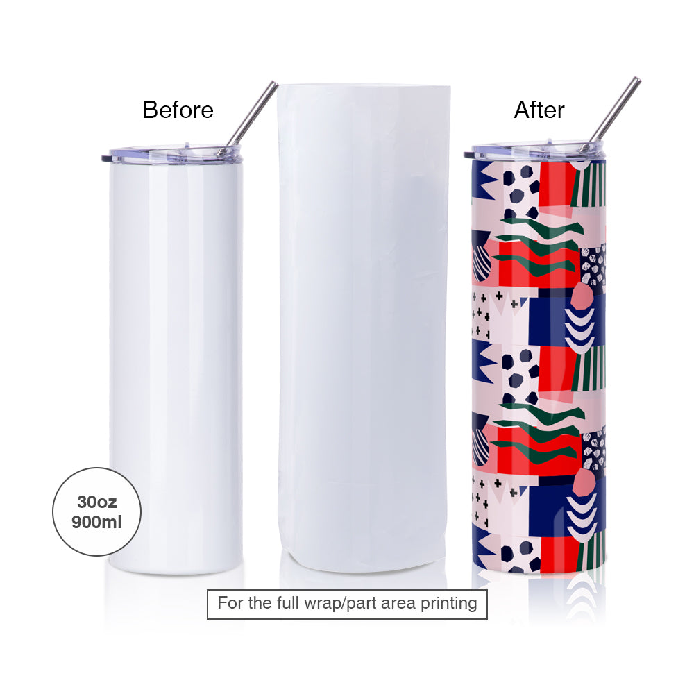 Sublimation Shrink Wrap Sleeves 12 x 6 Inch for 30 OZ Skinny Tumblers, Pet Travel Water Bottle
