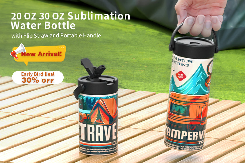 New Arrival! Back to School Essentials: 20oz/30oz Sublimation Water Bottle with Flip Straw and Portable Handle
