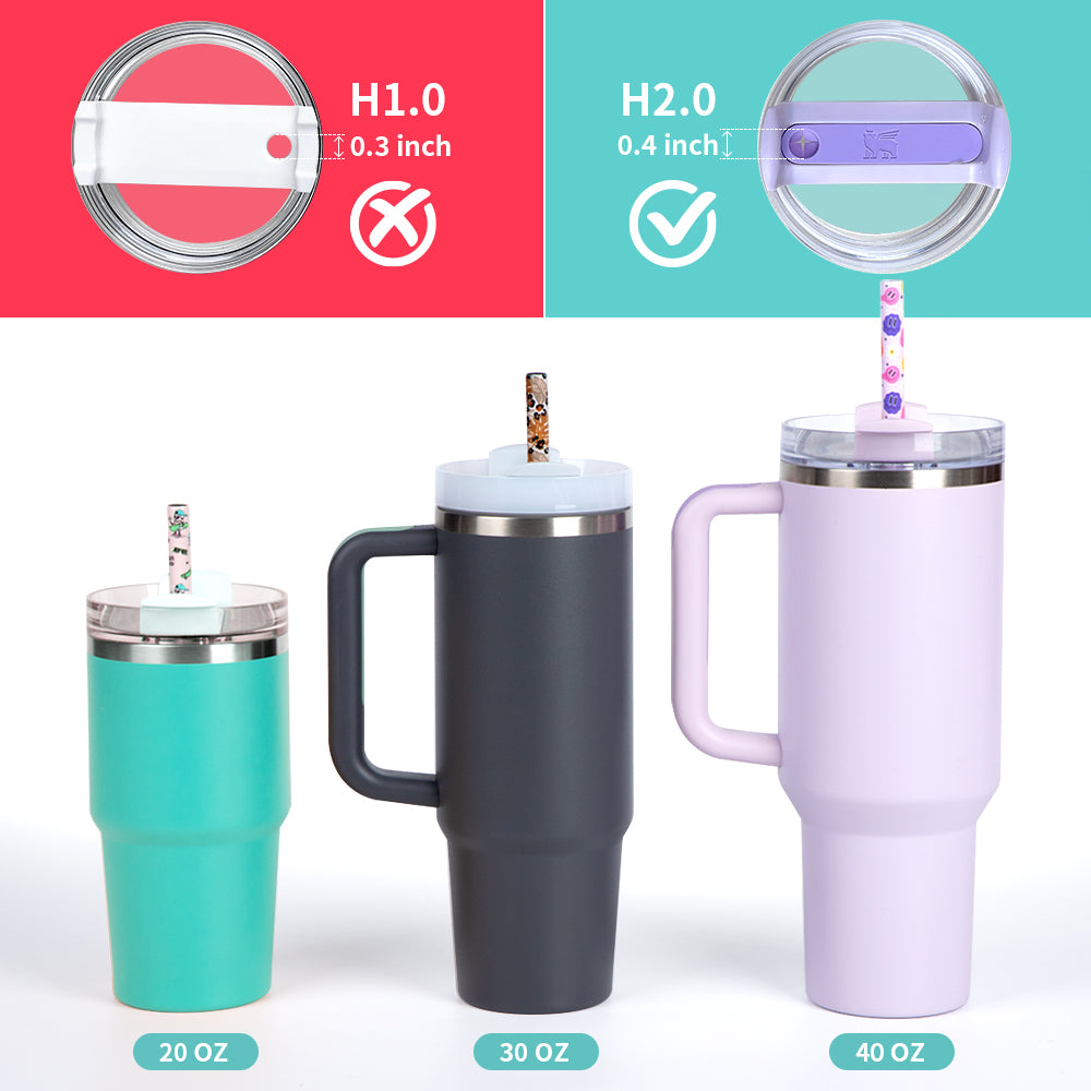 20 PCS 0.4" x L 8.5" 10.2" 12.4" Sublimation Stainless Steel Straws for H2.0 Stanley 40 OZ 30 OZ 20 OZ Tumblers Cups