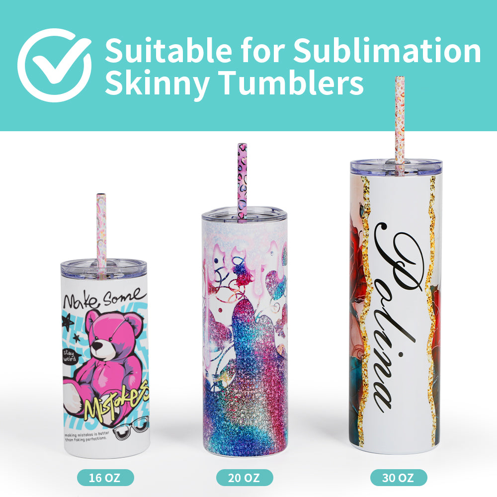 Sublimation Stainless Steel Straws S 0.3" x L 8.5" 10.2" 12.4" for 40 OZ 30 OZ 20 OZ 16 OZ Sublimation Tumblers Mugs Cups