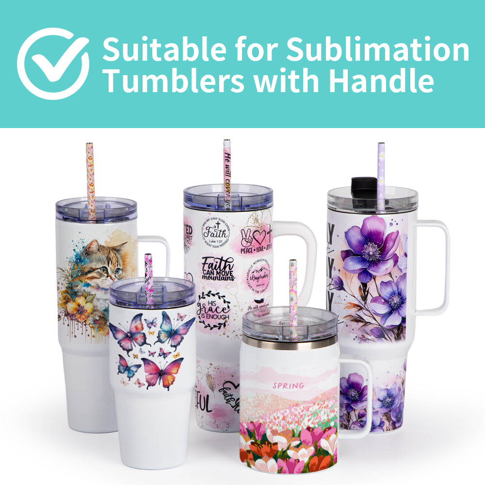 Sublimation Stainless Steel Straws S 0.3" x L 8.5" 10.2" 12.4" for 40 OZ 30 OZ 20 OZ 16 OZ Sublimation Tumblers Mugs Cups