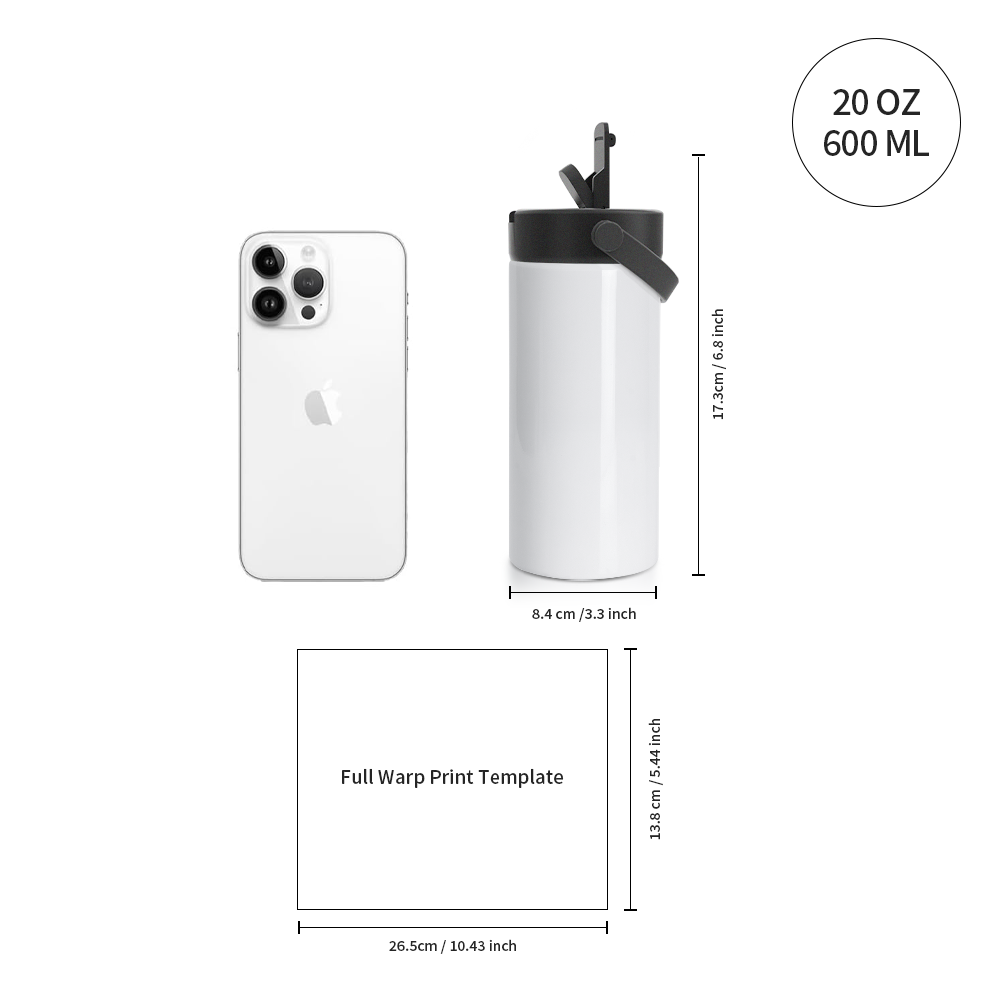 Wholesale Sublimation Water Bottle Blanks Bulk Sports Wide Mouth Vacuum Insulated Straight Tumblers with Flip Straw and Portalbe Handle(2 Size) 8 Pack & 24 Pack