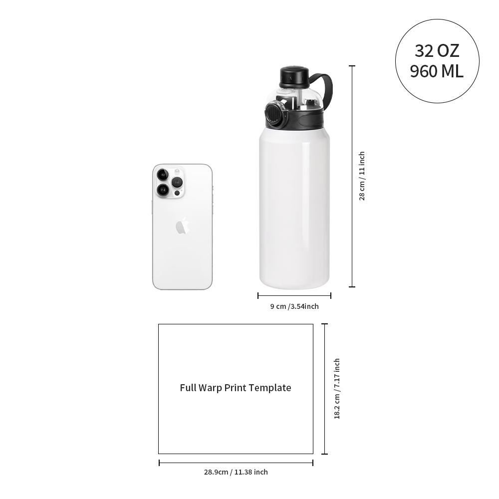 Wholesale Sublimation Sports Insulated Water Bottle Blanks Vacuum Tumblers with Straw Spout Pop Lid and Silicone Handle for Gym,Hiking,Outdoors(2 Size) 8 Pack & 24 Pack