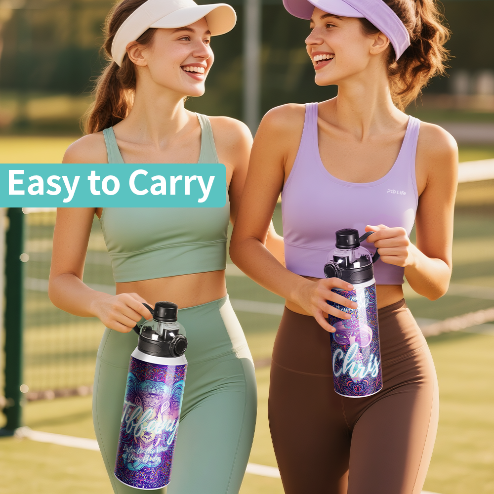 Wholesale Sublimation Sports Insulated Water Bottle Blanks Vacuum Tumblers with Straw Spout Pop Lid and Silicone Handle for Gym,Hiking,Outdoors(2 Size) 8 Pack & 24 Pack