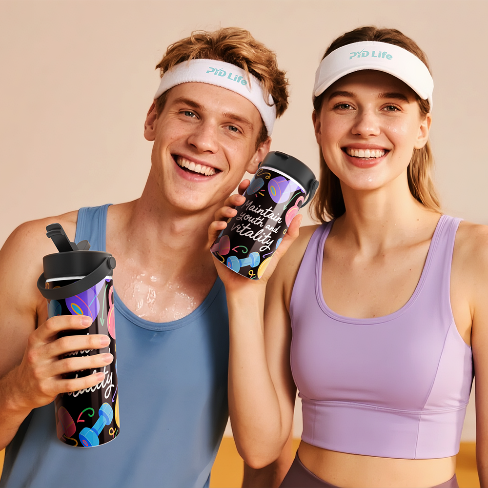 Wholesale Sublimation Water Bottle Blanks Bulk Sports Wide Mouth Vacuum Insulated Straight Tumblers with Flip Straw and Portalbe Handle(2 Size) 8 Pack & 24 Pack