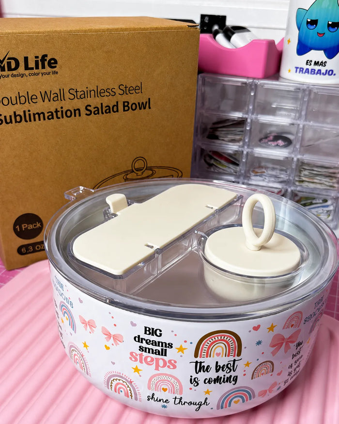 Sublimation Salad Bowl with 2 PCS Shrink Wrap Film (32 OZ 1 QT OR 48 OZ 1.5 QT)