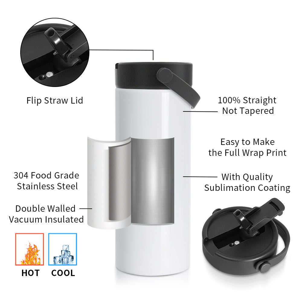 Wholesale 20 OZ 30 OZ Sublimation Straight Kids Tumblers Water Bottles with Flip Straw and Portalbe Handle 2 Pack & 8 Pack & 24 Pack