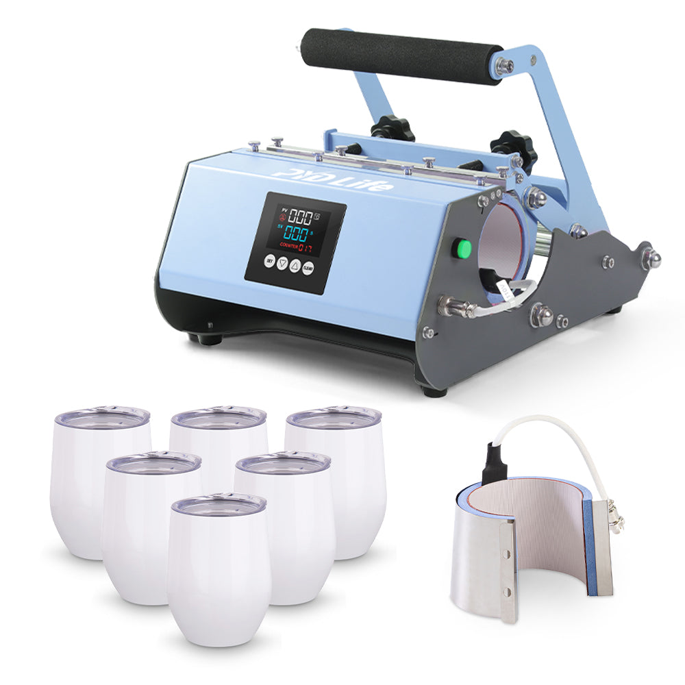 Tumbler Heat Press Machine for 30oz 20oz  Sublimation Starter Benginers Kit Bundle with 6 pack wine cup,12oz Wine Cup Heater Tapered