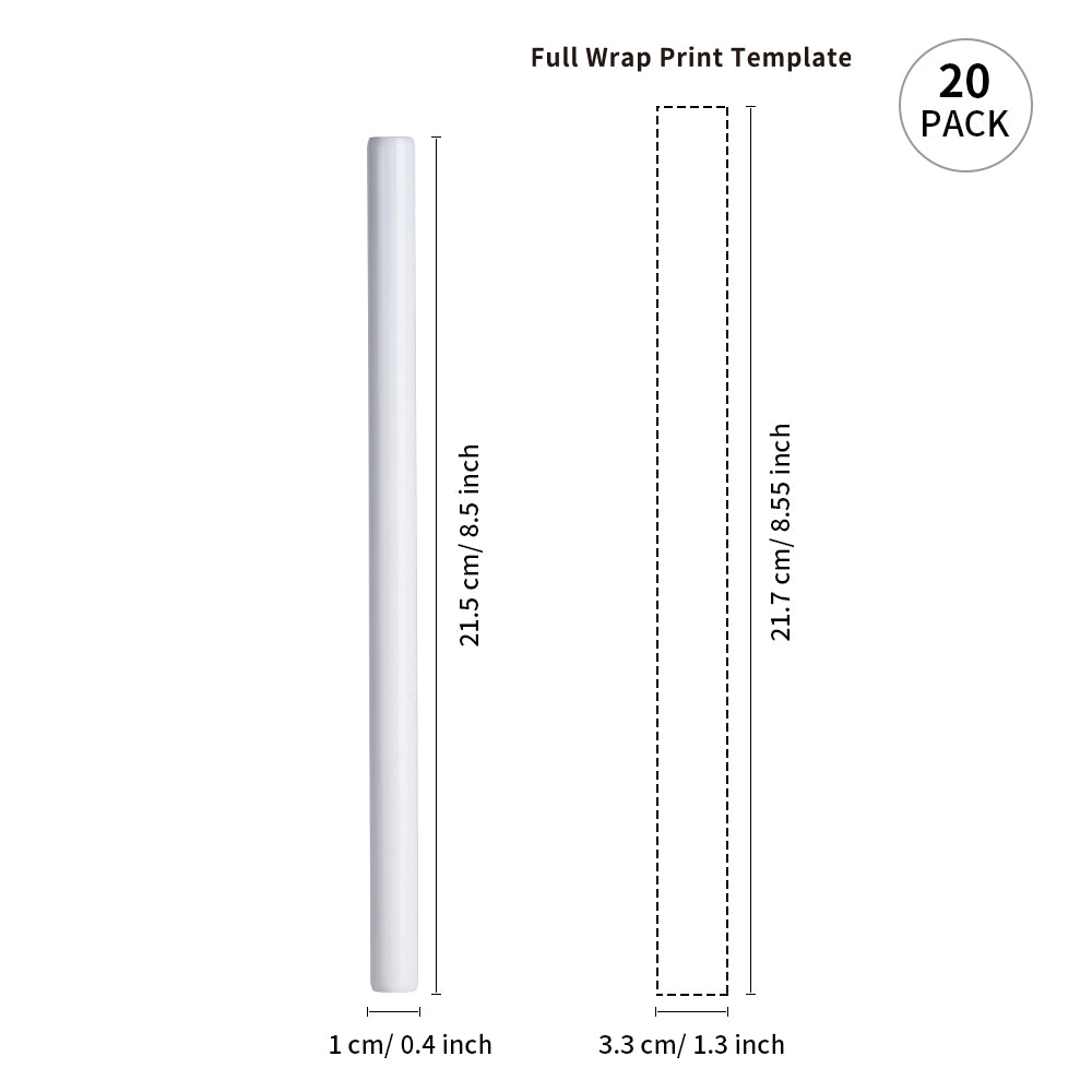 20 PCS 0.4" x L 8.5" 10.2" 12.4" Sublimation Stainless Steel Straws for H2.0 Stanley 40 OZ 30 OZ 20 OZ Tumblers Cups