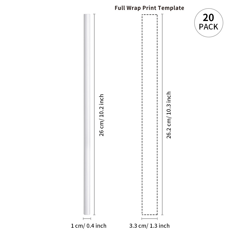 20 PCS 0.4" x L 8.5" 10.2" 12.4" Sublimation Stainless Steel Straws for H2.0 Stanley 40 OZ 30 OZ 20 OZ Tumblers Cups