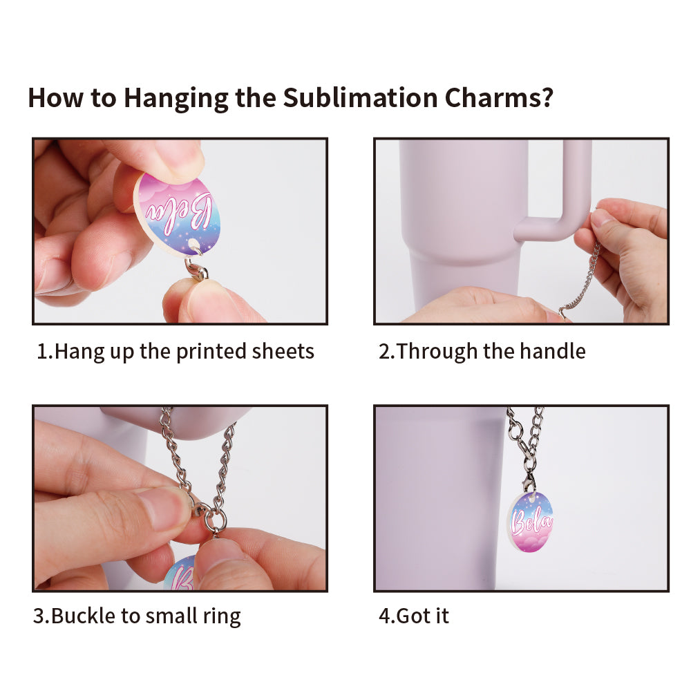 40 Pack Sublimation Charms Accessories for Stanley Yeti Cups White Blanks Acrylic Thickness 0.08"(2mm) (2 Shapes Options)