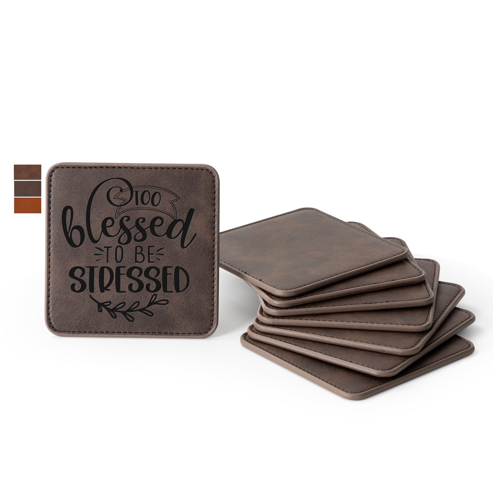 Craft Blanks Leather Coasters Square & Round 3.9" x 3.9" 8 Pack (6 color options)