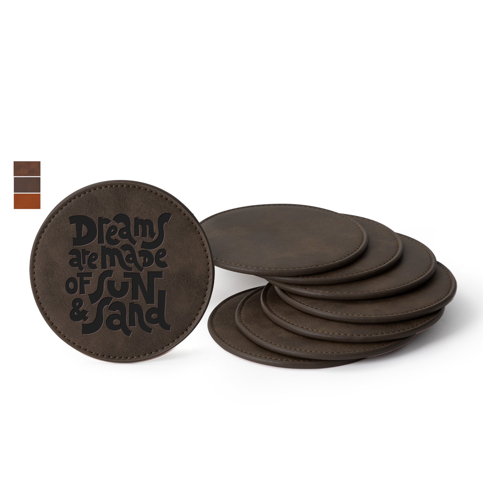 Craft Blanks Leather Coasters Square & Round 3.9" x 3.9" 8 Pack (6 color options)