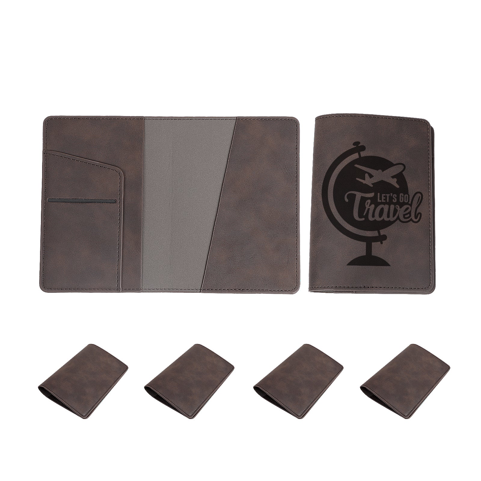 A5 Leather Passport Holder Cover Brown for Engraving DTF 6 Pack(Pre-Order)