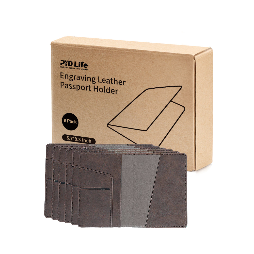 A5 Leather Passport Holder Cover Brown for Engraving DTF 6 Pack(Pre-Order)