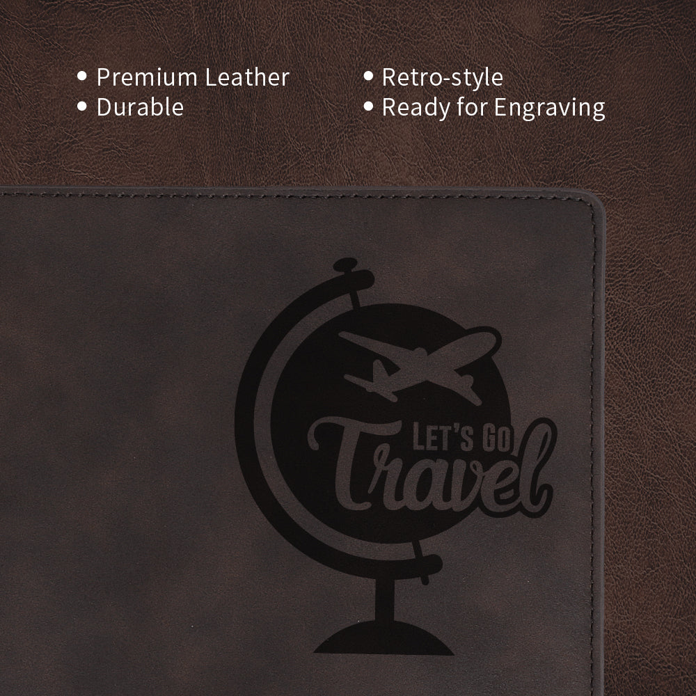 A5 Leather Passport Holder Cover Brown for Engraving DTF 6 Pack(Pre-Order)