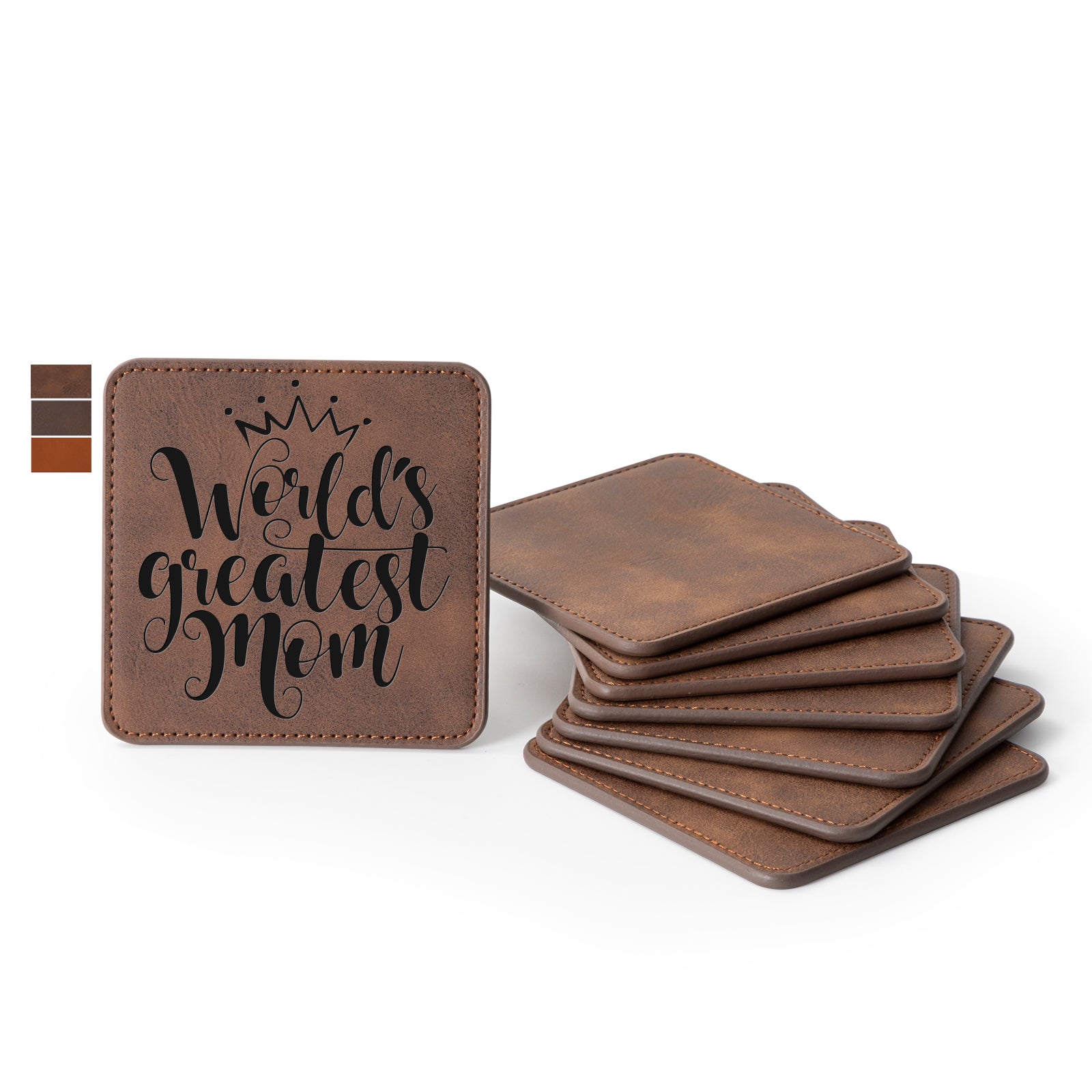 Craft Blanks Leather Coasters Square & Round 3.9" x 3.9" 8 Pack (6 color options)