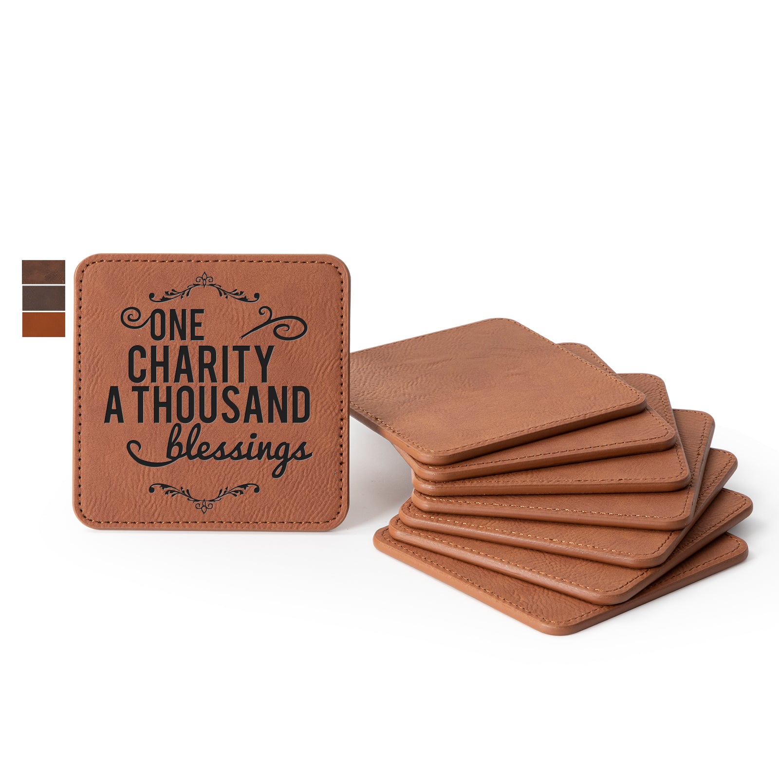 Craft Blanks Leather Coasters Square & Round 3.9" x 3.9" 8 Pack (6 color options)