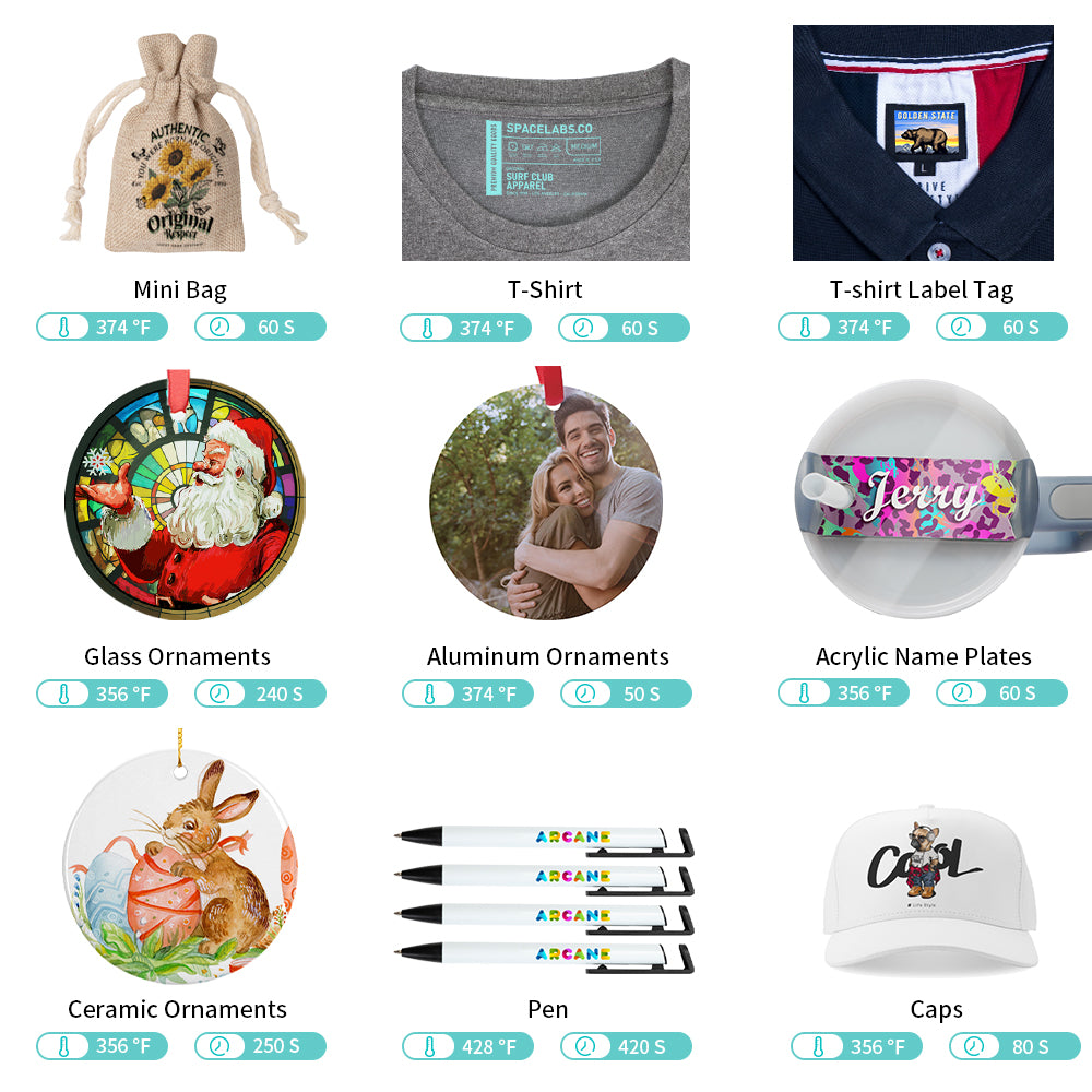 3 IN 1 Combo Label Tag Heat Press Machine 5.8 x 5.8 Inch,Cap Hat Heat Press Machine,Sublimation Pens Heat Press Machine