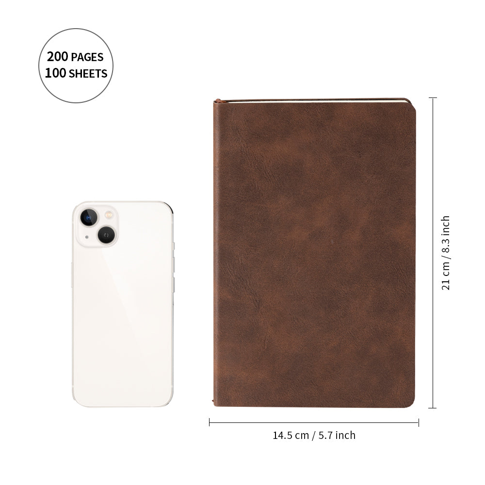 Leather Notebooks A5 Journal Lined Blanks 5.8" x 8.3" 200 Pages(4 color options) 6 Pack & 12 Pack