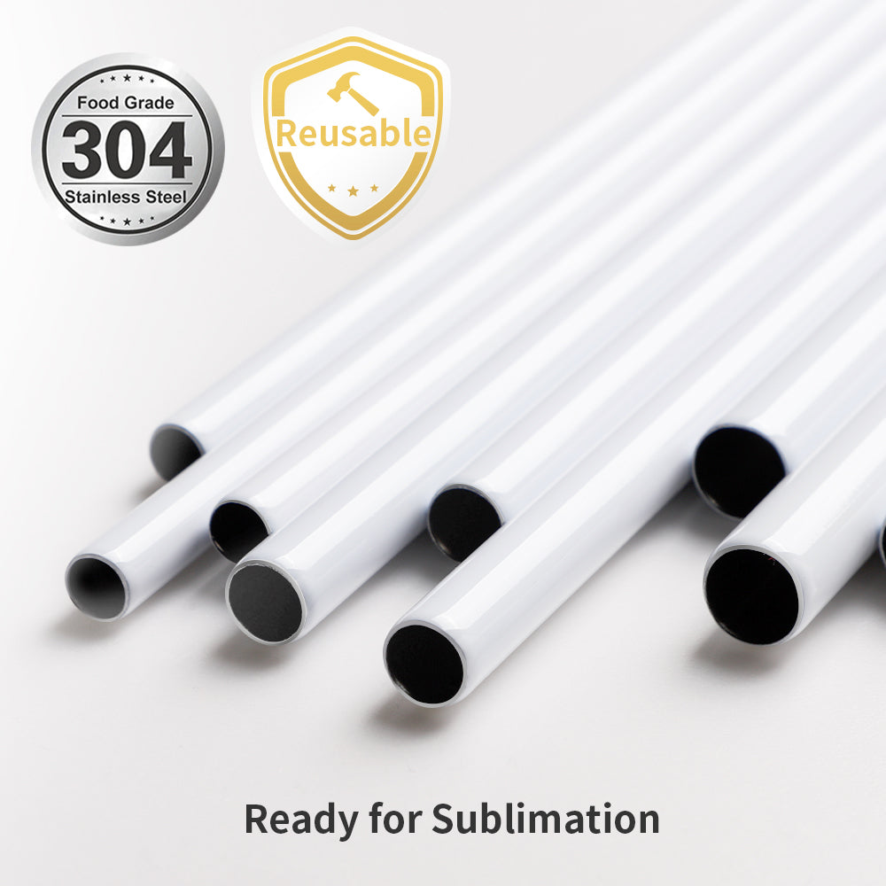 20 PCS 0.4" x L 8.5" 10.2" 12.4" Sublimation Stainless Steel Straws for H2.0 Stanley 40 OZ 30 OZ 20 OZ Tumblers Cups