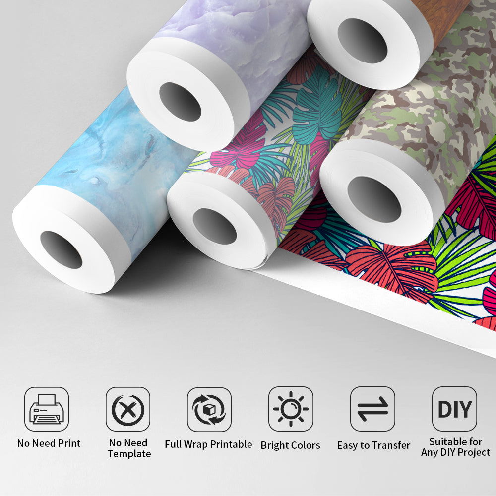 Sublimation Pattern Paper Nature Series (5 Design Options) Roll Size 15 in x 40 ft 15 in x 40 ft / Red Tropic Leaves / Hydro Transfer Paper 30 Gram