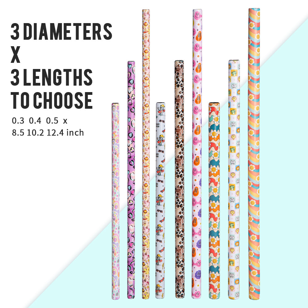 Sublimation Stainless Steel Straws S 0.3" x L 8.5" 10.2" 12.4" for 40 OZ 30 OZ 20 OZ 16 OZ Sublimation Tumblers Mugs Cups